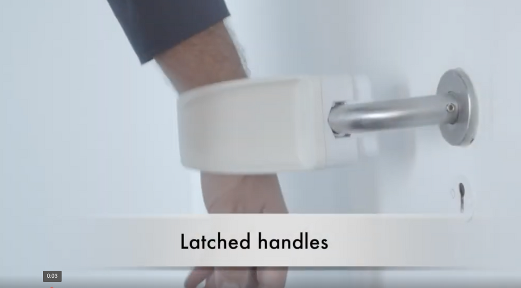 Hands-free door handle.